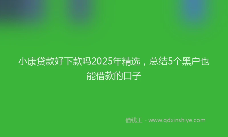 小康贷款好下款吗2025年精选，总结5个黑户也能借款的口子