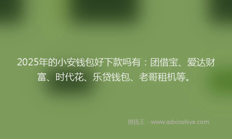2025年的小安钱包好下款吗有：团借宝、爱达财富、时代花、乐贷钱包、老哥租机等。