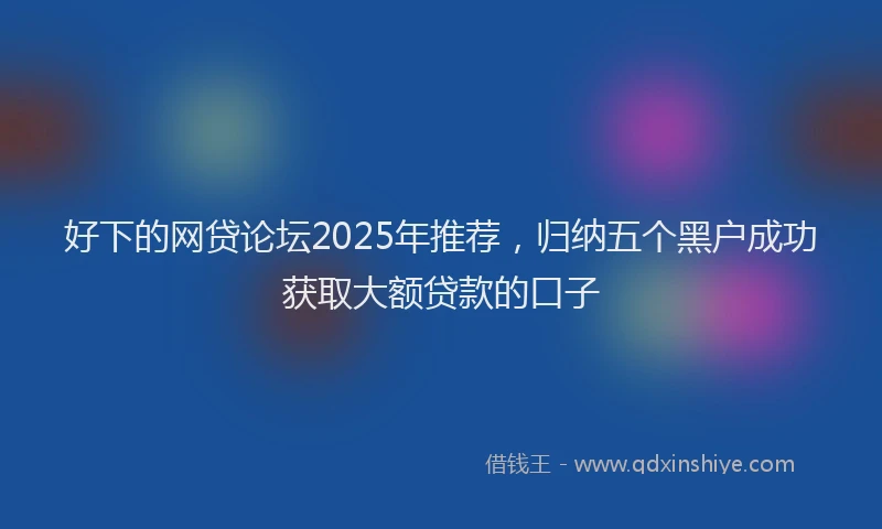 好下的网贷论坛2025年推荐，归纳五个黑户成功获取大额贷款的口子