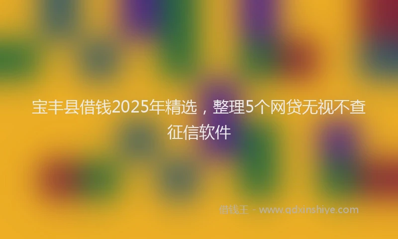 宝丰县借钱2025年精选，整理5个网贷无视不查征信软件