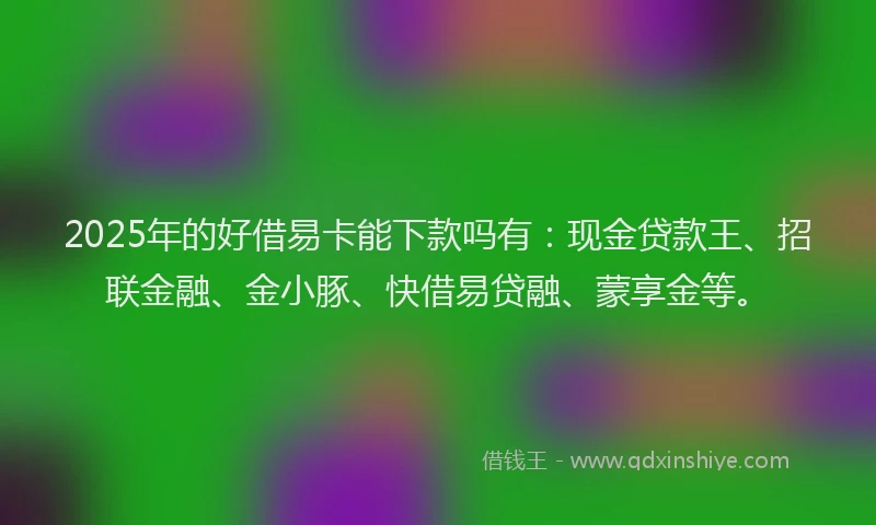 2025年的好借易卡能下款吗有：现金贷款王、招联金融、金小豚、快借易贷融、蒙享金等。
