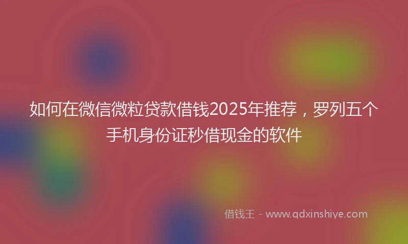 如何在微信微粒贷款借钱2025年推荐，罗列五个手机身份证秒借现金的软件