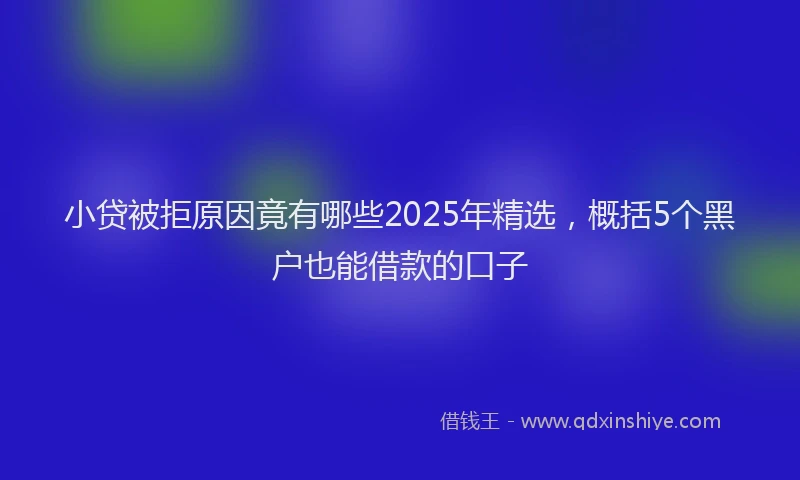 小贷被拒原因竟有哪些2025年精选，概括5个黑户也能借款的口子