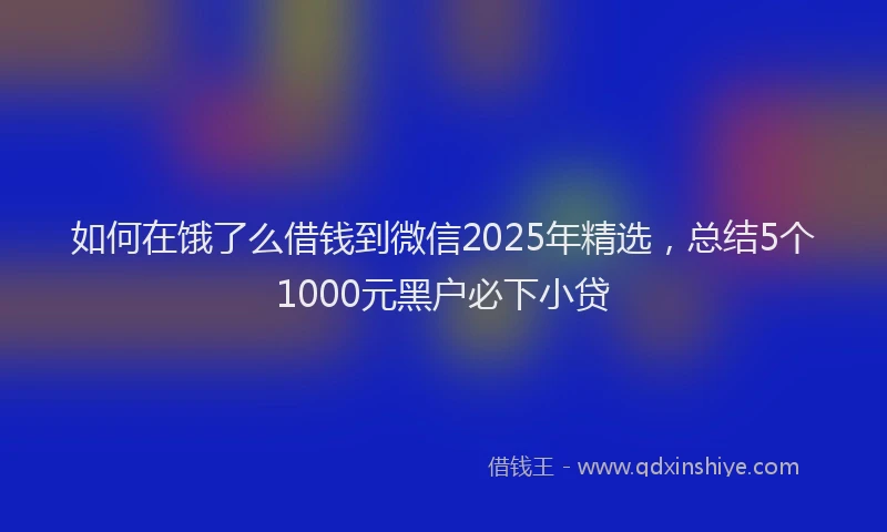 如何在饿了么借钱到微信2025年精选，总结5个1000元黑户必下小贷