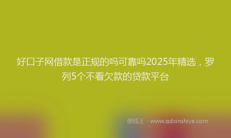 好口子网借款是正规的吗可靠吗2025年精选，罗列5个不看欠款的贷款平台
