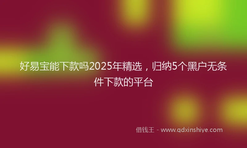 好易宝能下款吗2025年精选，归纳5个黑户无条件下款的平台
