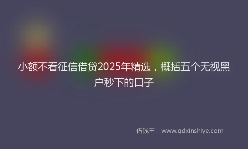 小额不看征信借贷2025年精选，概括五个无视黑户秒下的口子