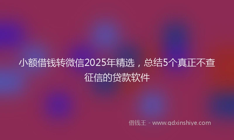 小额借钱转微信2025年精选，总结5个真正不查征信的贷款软件