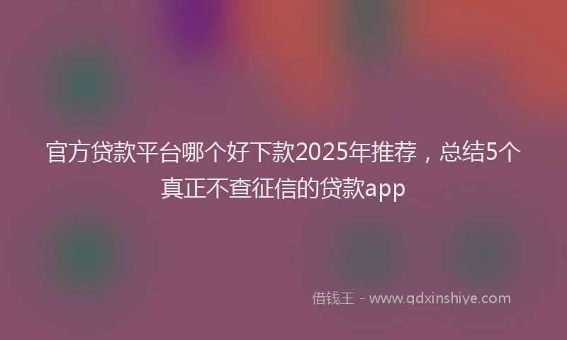 官方贷款平台哪个好下款2025年推荐，总结5个真正不查征信的贷款app
