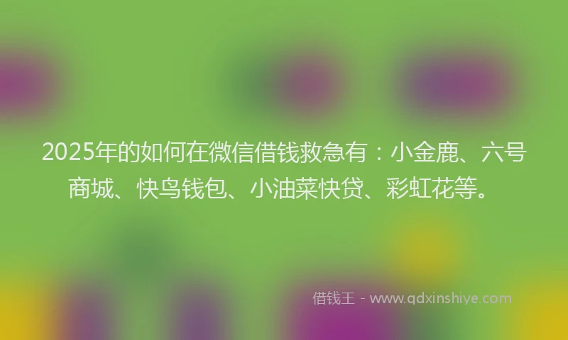 2025年的如何在微信借钱救急有：小金鹿、六号商城、快鸟钱包、小油菜快贷、彩虹花等。