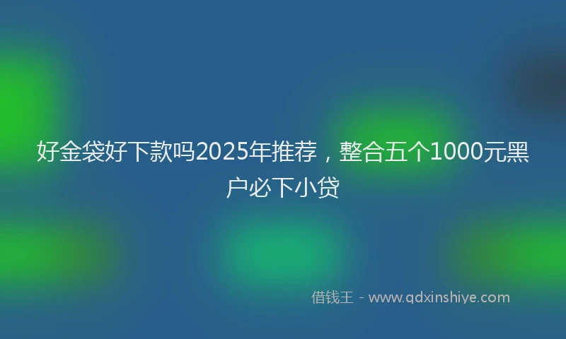 好金袋好下款吗2025年推荐，整合五个1000元黑户必下小贷