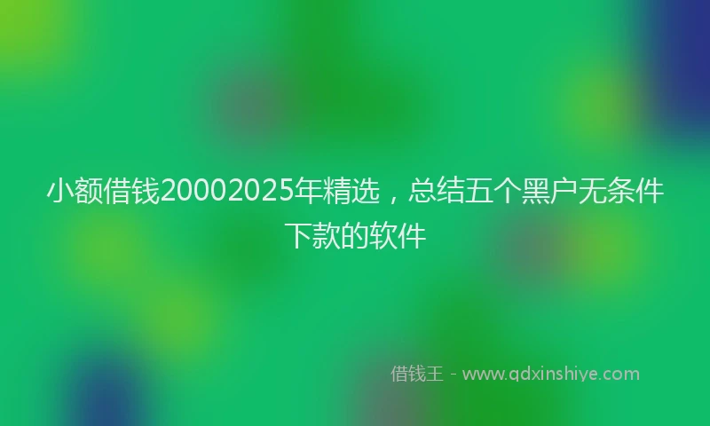 小额借钱20002025年精选，总结五个黑户无条件下款的软件