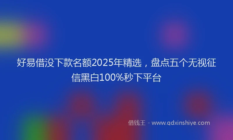 好易借没下款名额2025年精选，盘点五个无视征信黑白100%秒下平台