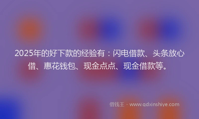 2025年的好下款的经验有：闪电借款、头条放心借、惠花钱包、现金点点、现金借款等。