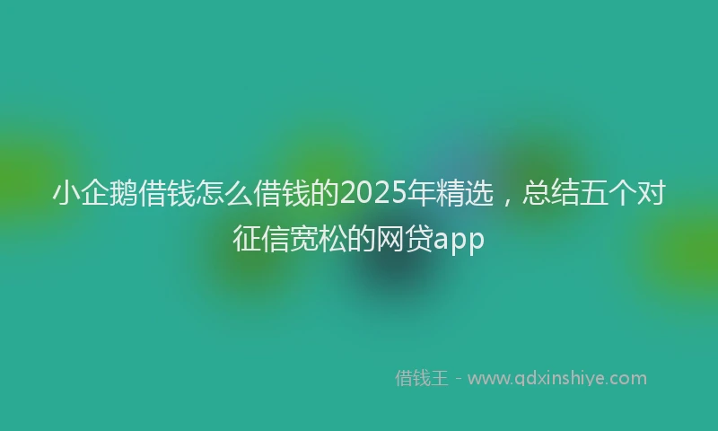小企鹅借钱怎么借钱的2025年精选，总结五个对征信宽松的网贷app