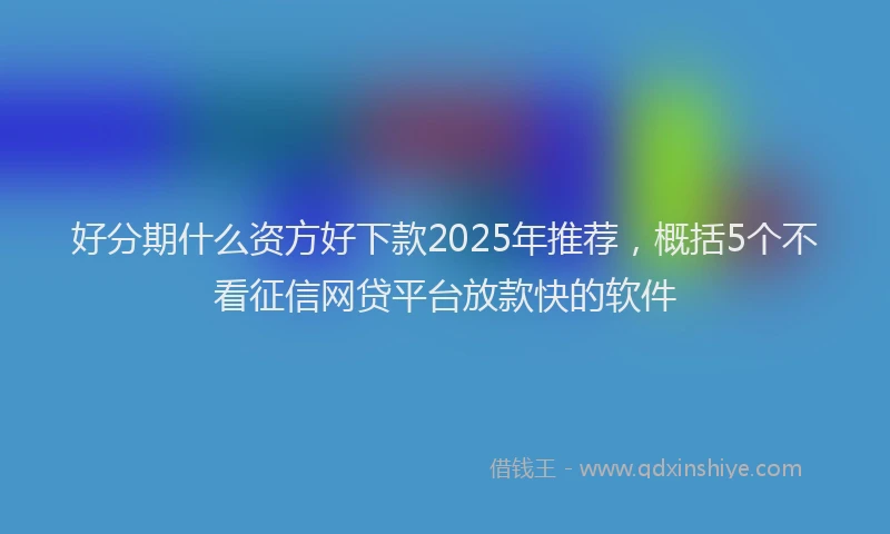 好分期什么资方好下款2025年推荐，概括5个不看征信网贷平台放款快的软件