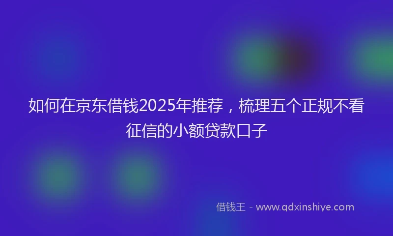 如何在京东借钱2025年推荐，梳理五个正规不看征信的小额贷款口子