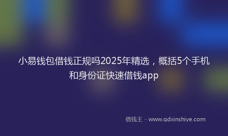 小易钱包借钱正规吗2025年精选，概括5个手机和身份证快速借钱app