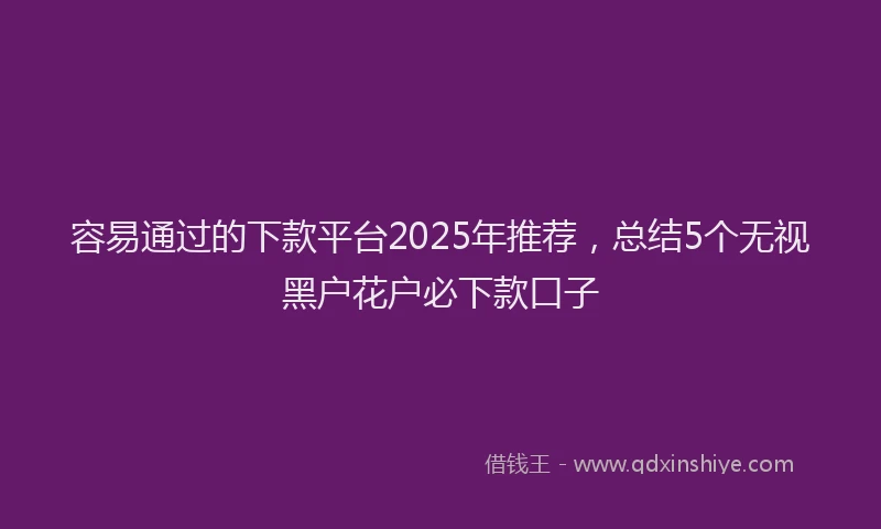 容易通过的下款平台2025年推荐，总结5个无视黑户花户必下款口子