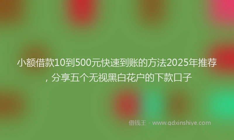 小额借款10到500元快速到账的方法2025年推荐，分享五个无视黑白花户的下款口子