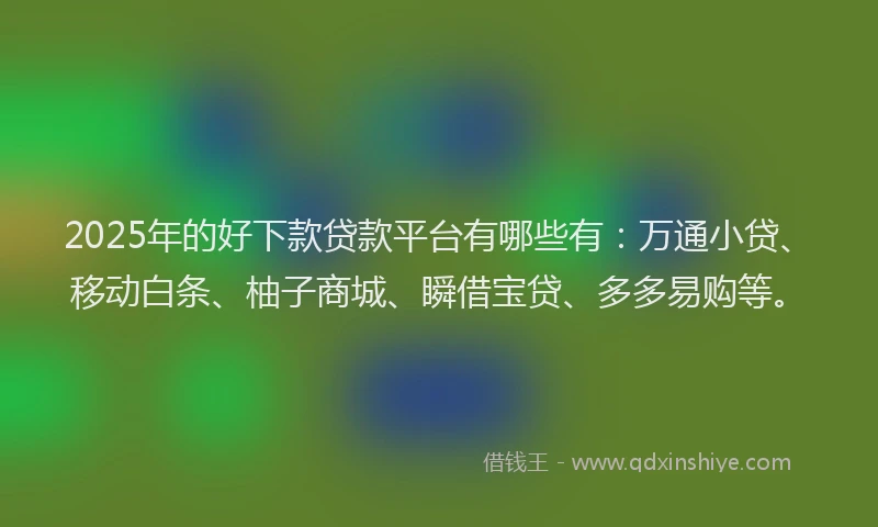 2025年的好下款贷款平台有哪些有：万通小贷、移动白条、柚子商城、瞬借宝贷、多多易购等。