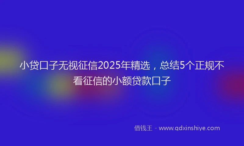 小贷口子无视征信2025年精选，总结5个正规不看征信的小额贷款口子
