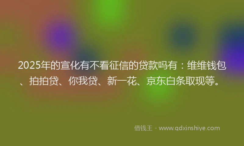 2025年的宣化有不看征信的贷款吗有：维维钱包、拍拍贷、你我贷、新一花、京东白条取现等。