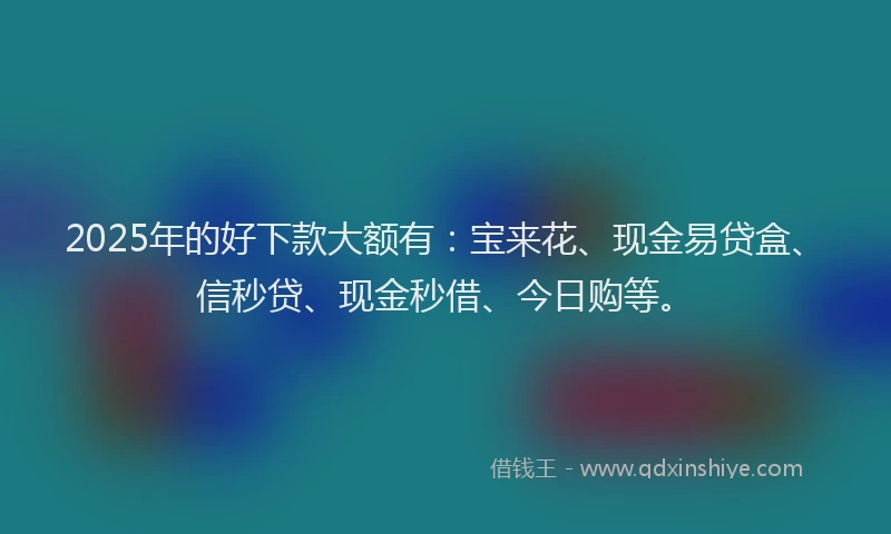 2025年的好下款大额有：宝来花、现金易贷盒、信秒贷、现金秒借、今日购等。