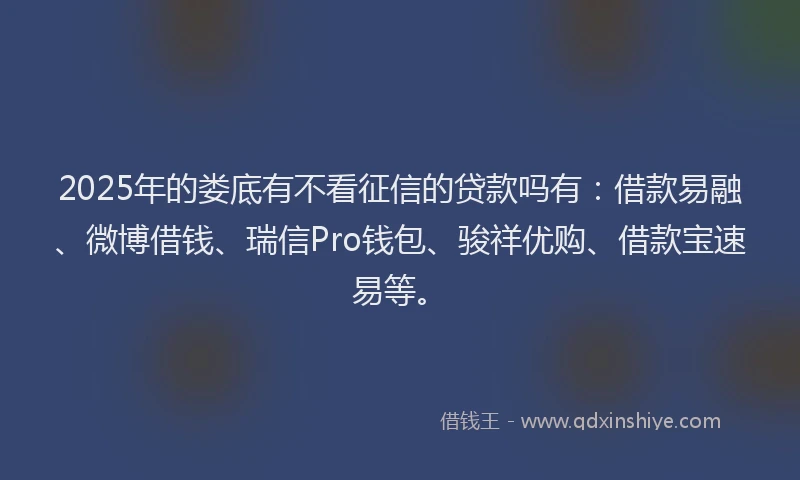 2025年的娄底有不看征信的贷款吗有：借款易融、微博借钱、瑞信Pro钱包、骏祥优购、借款宝速易等。