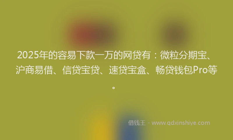 2025年的容易下款一万的网贷有：微粒分期宝、沪商易借、信贷宝贷、速贷宝盒、畅贷钱包Pro等。
