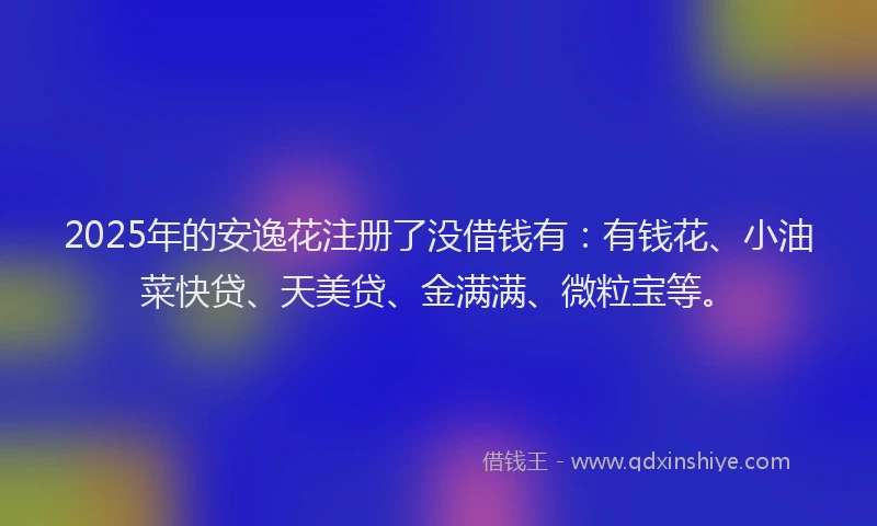 2025年的安逸花注册了没借钱有：有钱花、小油菜快贷、天美贷、金满满、微粒宝等。