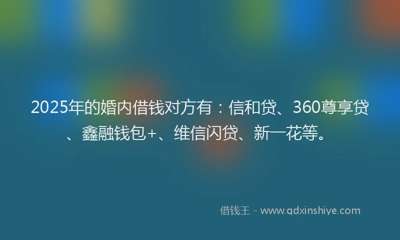 2025年的婚内借钱对方有：信和贷、360尊享贷、鑫融钱包+、维信闪贷、新一花等。