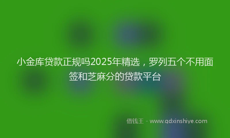 小金库贷款正规吗2025年精选，罗列五个不用面签和芝麻分的贷款平台
