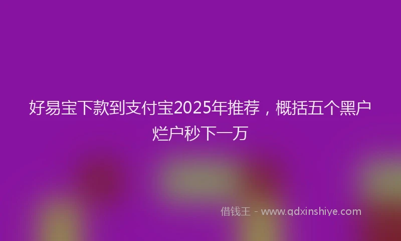 好易宝下款到支付宝2025年推荐，概括五个黑户烂户秒下一万