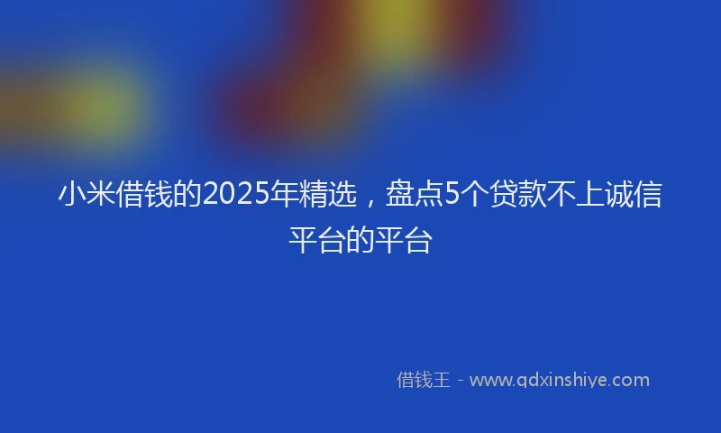 小米借钱的2025年精选，盘点5个贷款不上诚信平台的平台