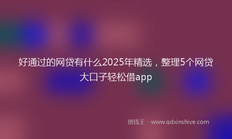 好通过的网贷有什么2025年精选，整理5个网贷大口子轻松借app