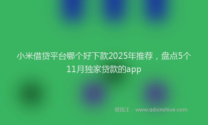 小米借贷平台哪个好下款2025年推荐，盘点5个11月独家贷款的app