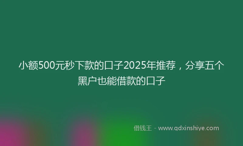 小额500元秒下款的口子2025年推荐，分享五个黑户也能借款的口子