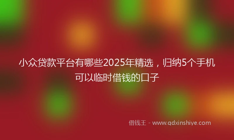 小众贷款平台有哪些2025年精选，归纳5个手机可以临时借钱的口子