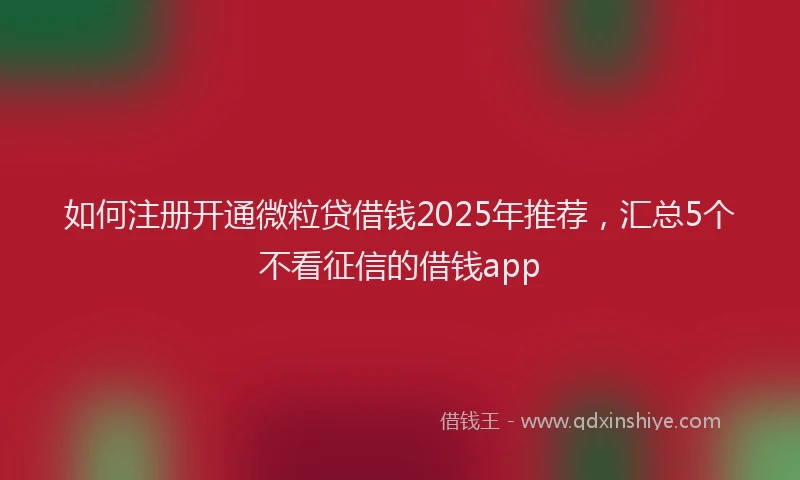 如何注册开通微粒贷借钱2025年推荐，汇总5个不看征信的借钱app