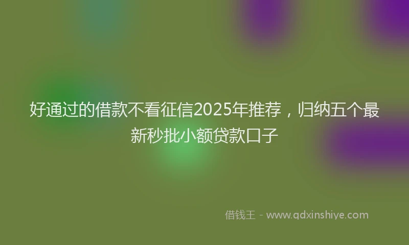 好通过的借款不看征信2025年推荐，归纳五个最新秒批小额贷款口子