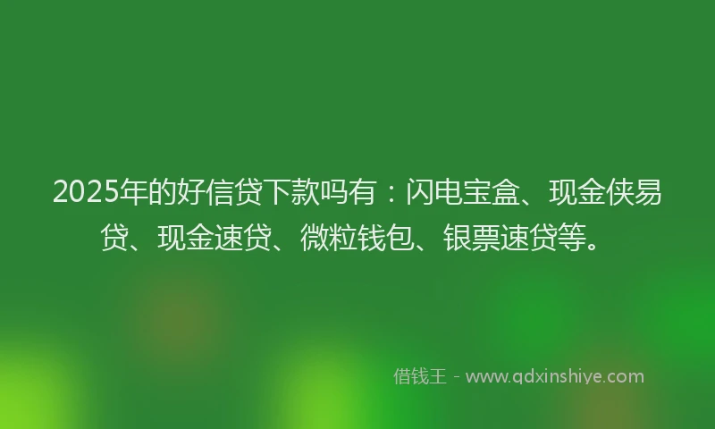 2025年的好信贷下款吗有：闪电宝盒、现金侠易贷、现金速贷、微粒钱包、银票速贷等。