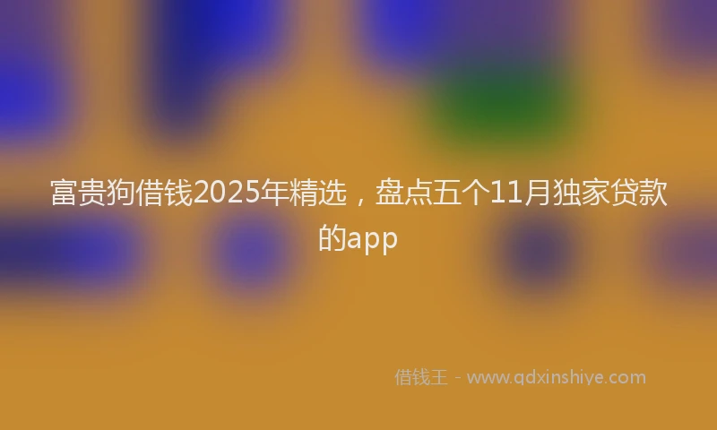 富贵狗借钱2025年精选，盘点五个11月独家贷款的app