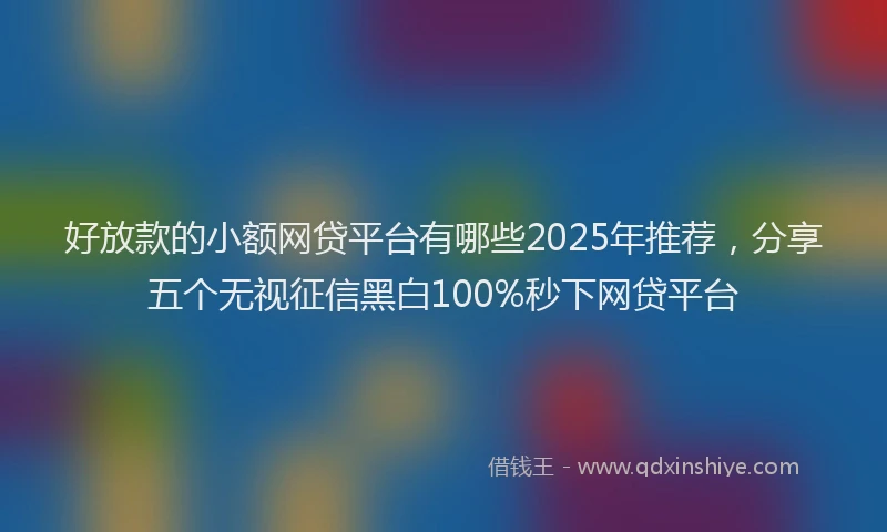 好放款的小额网贷平台有哪些2025年推荐，分享五个无视征信黑白100%秒下网贷平台