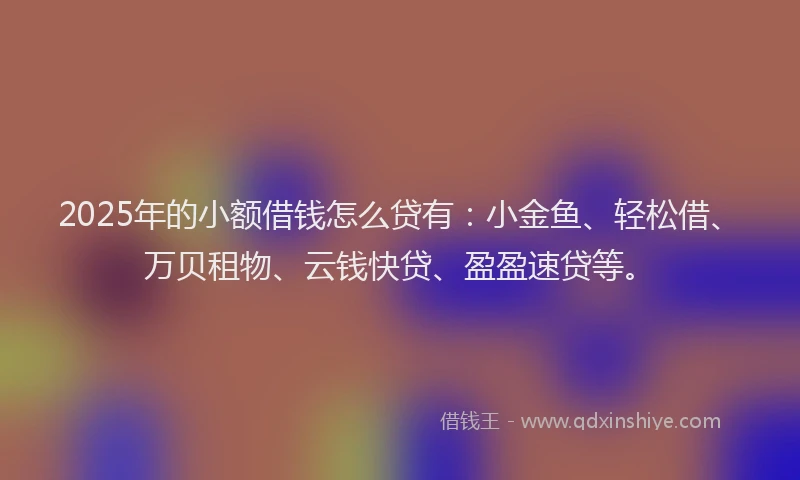 2025年的小额借钱怎么贷有：小金鱼、轻松借、万贝租物、云钱快贷、盈盈速贷等。