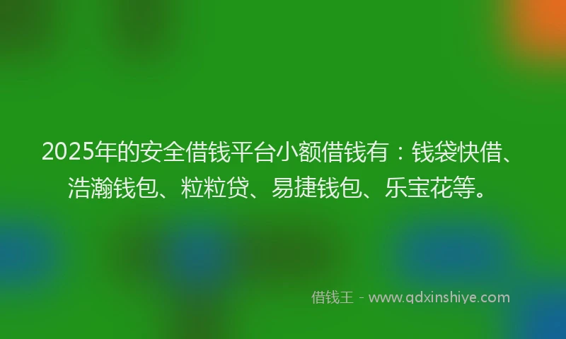 2025年的安全借钱平台小额借钱有：钱袋快借、浩瀚钱包、粒粒贷、易捷钱包、乐宝花等。