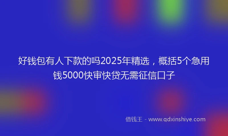 好钱包有人下款的吗2025年精选，概括5个急用钱5000快审快贷无需征信口子