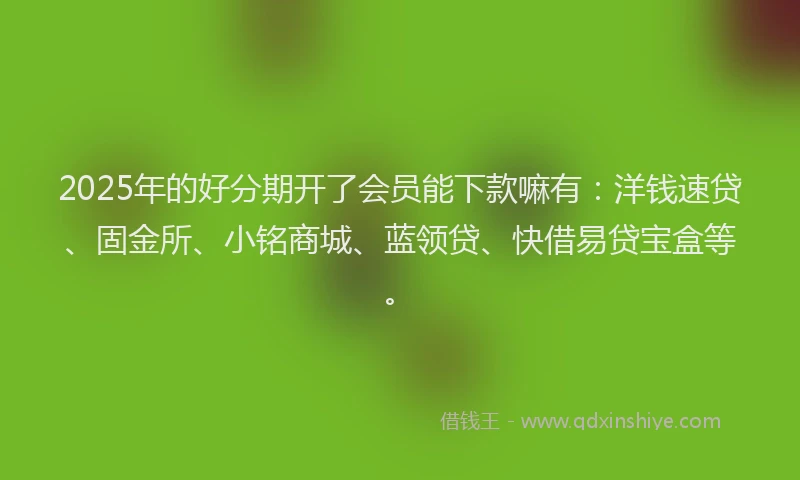 2025年的好分期开了会员能下款嘛有：洋钱速贷、固金所、小铭商城、蓝领贷、快借易贷宝盒等。