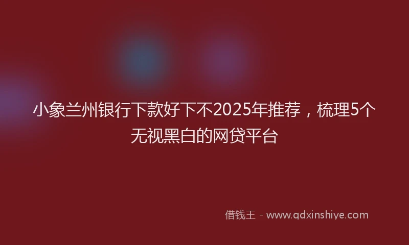 小象兰州银行下款好下不2025年推荐，梳理5个无视黑白的网贷平台