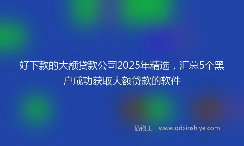 好下款的大额贷款公司2025年精选，汇总5个黑户成功获取大额贷款的软件
